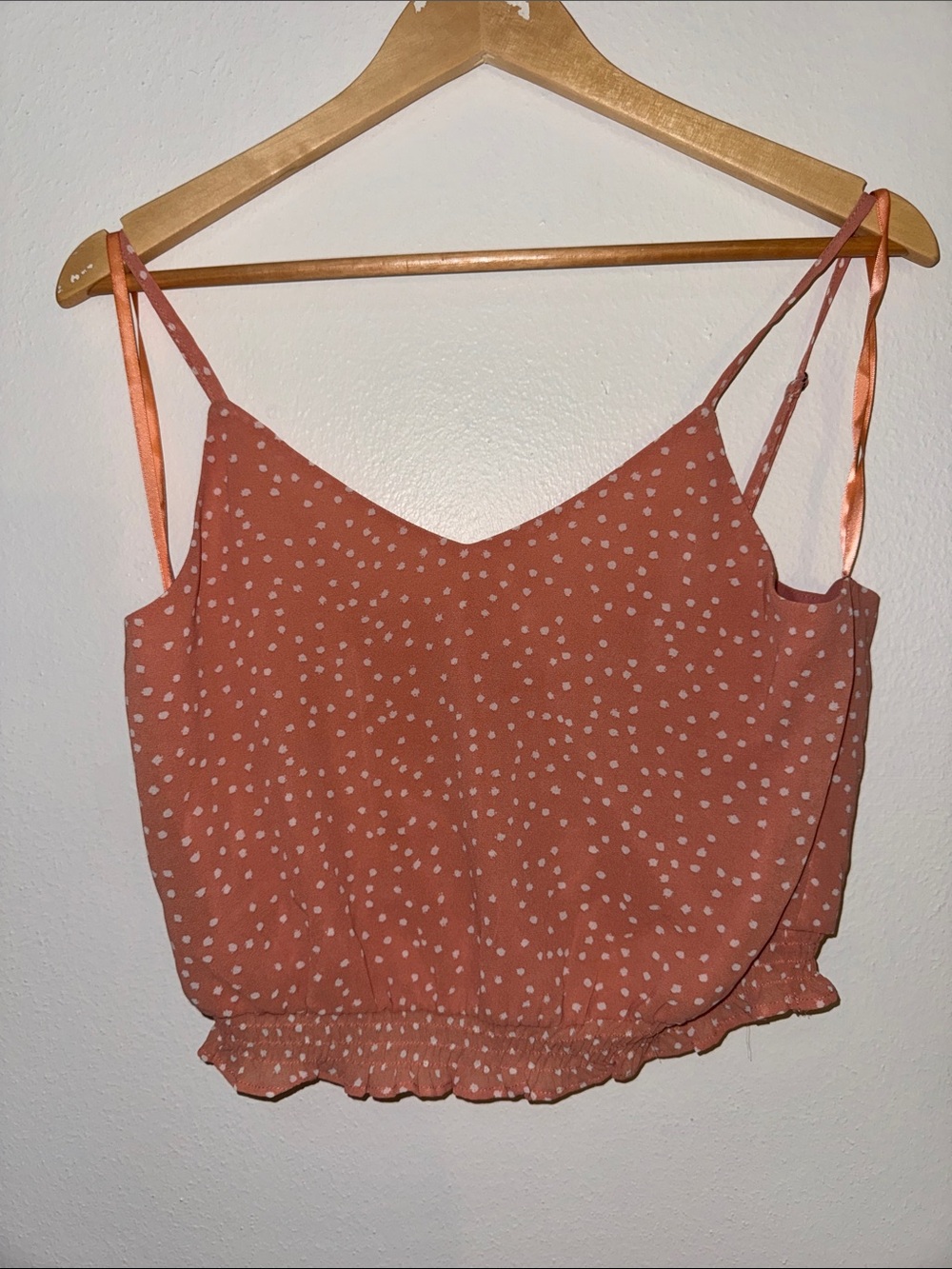 American Threads Rust Polka Dot Tie-Strap Cropped Cami